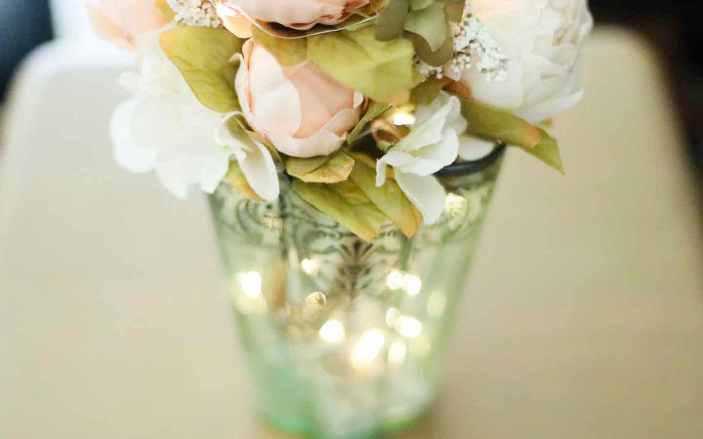 Peonies and Battery Lights