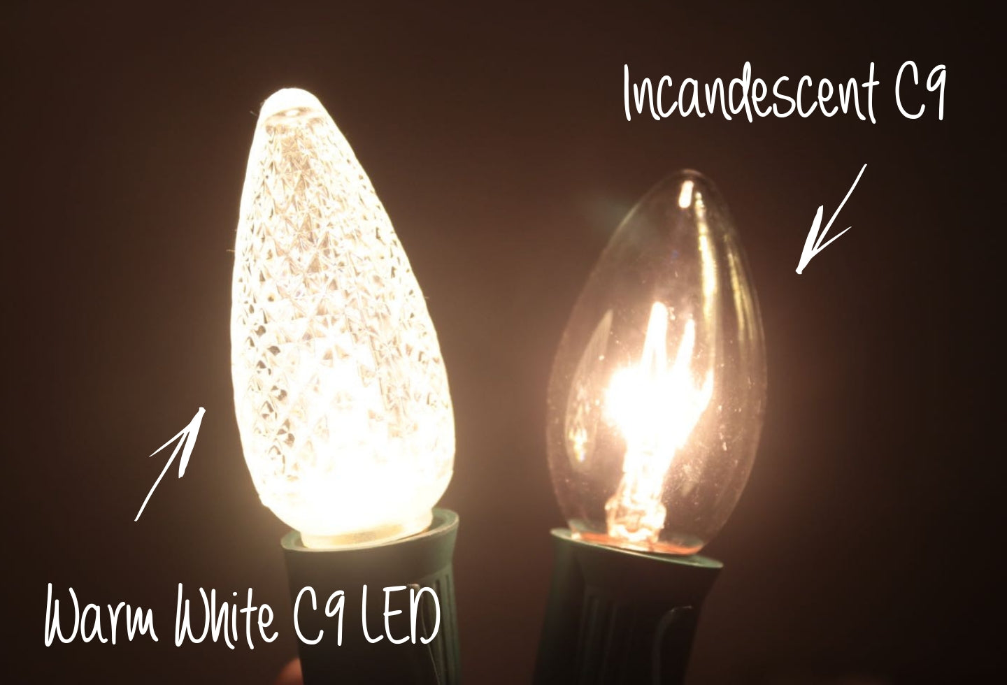Warm White C9 LED Bulbs vs Clear Incandescent C9 Bulbs